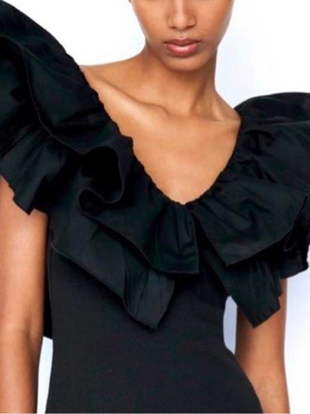Zara Black Ruffle Mini Dress - Picture 7 of 9